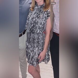 TCEC Black and White Patterned Mini Dress